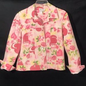 🧥Multi Pink Flowers & Hearts Canvas Jacket